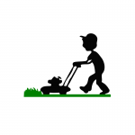 Kid Mowing Lawn